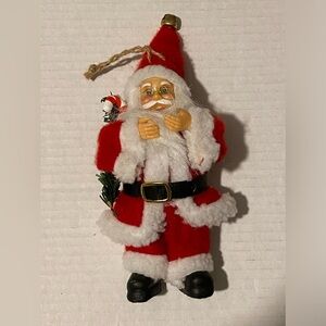 Vintage Santa Claus plastic hanging ornament wearing glasses